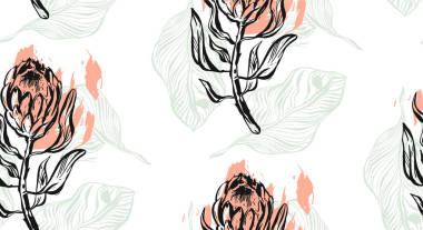 手繪矢量圖形抽象紋理無(wú)縫模式與普羅蒂亞?；ɑ軋D案的包裝、 壁紙、 織物、 紡織