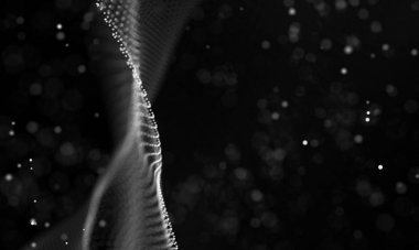 數(shù)據(jù)技術(shù)抽象的未來(lái)派插圖。低聚與連接點(diǎn)和線在深色背景上的形狀。3d 渲染。大數(shù)據(jù)的可視化