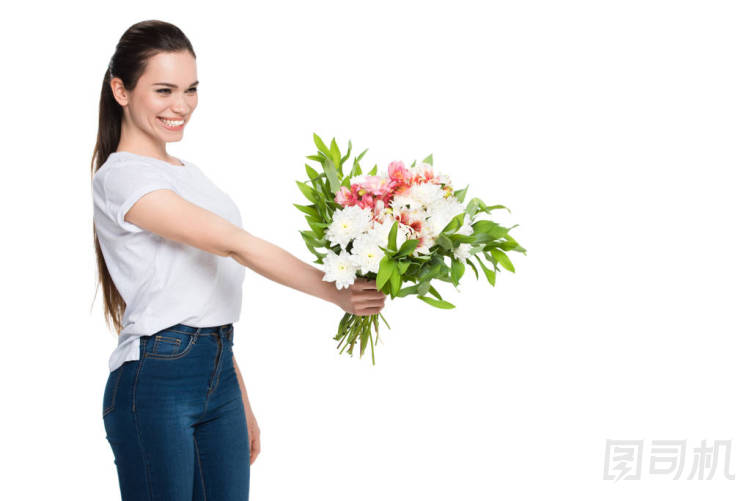 女人控股花束