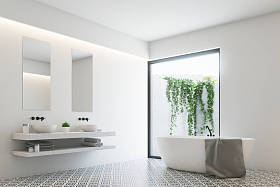 圆形浴缸，双水槽图片