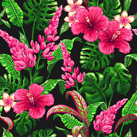 热带无缝模式与棕榈叶