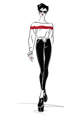与素描风格的时尚女人时尚报价