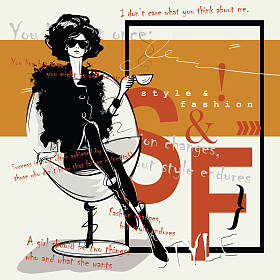 与素描风格的时尚女人时尚报价