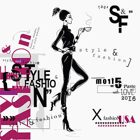 素描风格的时尚女性