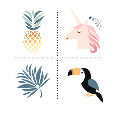 菠蘿、 獨(dú)角獸、 熱帶留鳥圖片