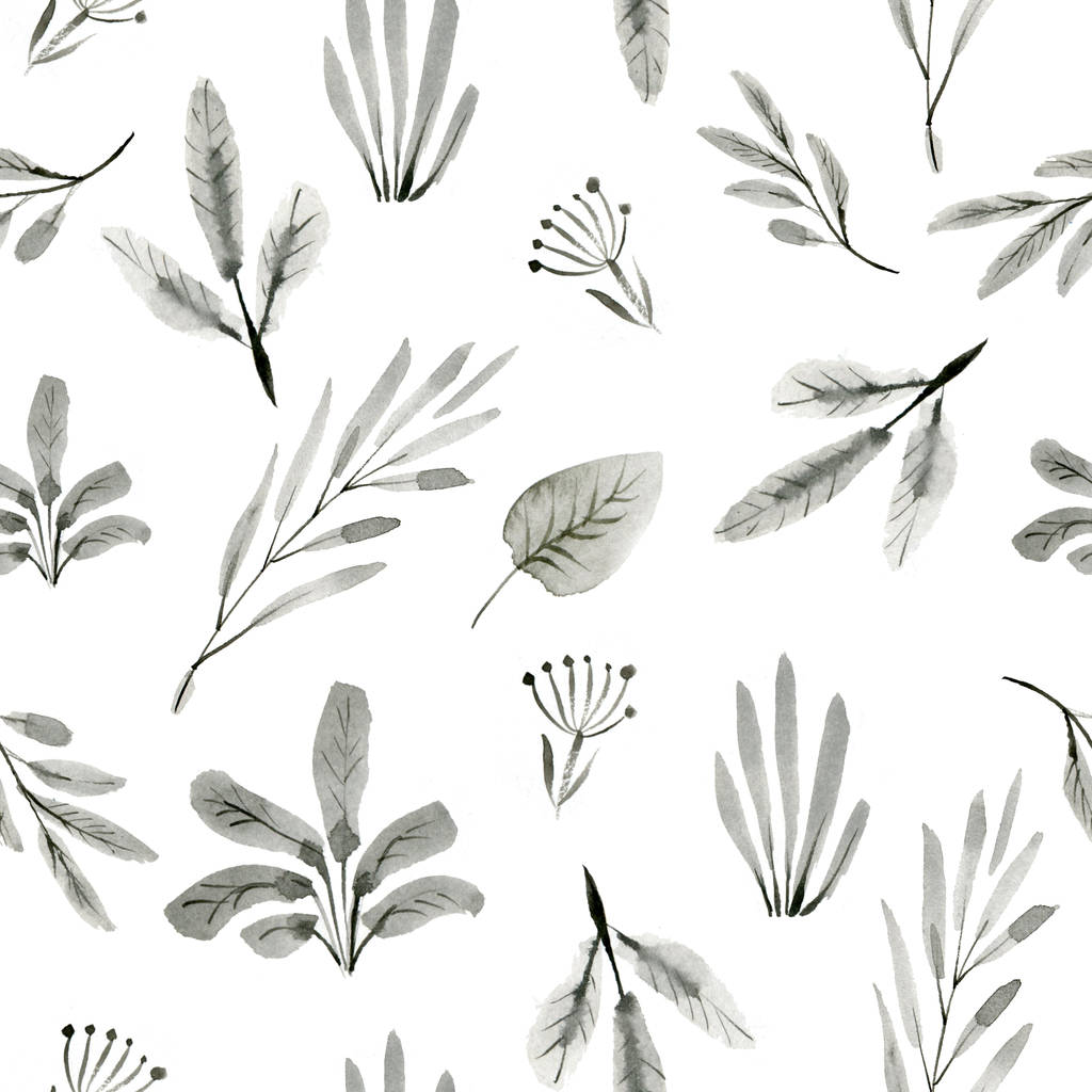 灰色的水彩花卉图案