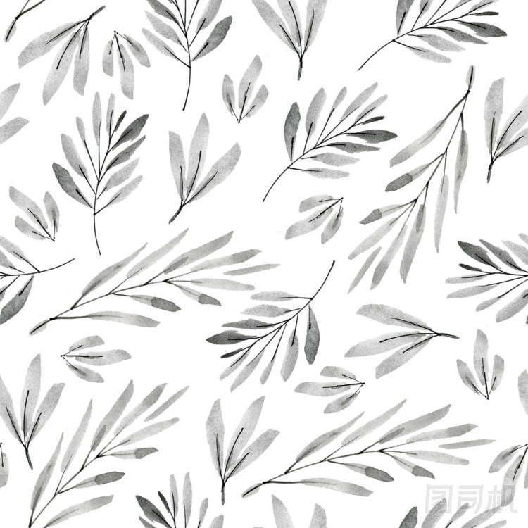 灰色的水彩花卉圖案