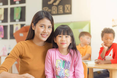 在跟老師學(xué)習(xí)和玩樂類小學(xué)年齡兒童組。老式的影響風(fēng)格圖片