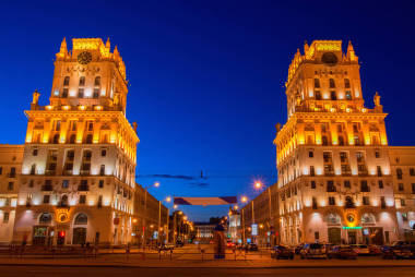 在中央火车站，白俄罗斯明斯克-盖茨老塔