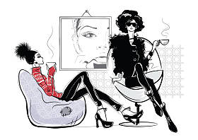 年轻漂亮的女人喝咖啡.图片