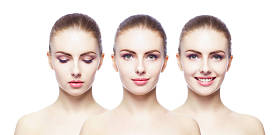 三个女性肖像的拼贴画图片