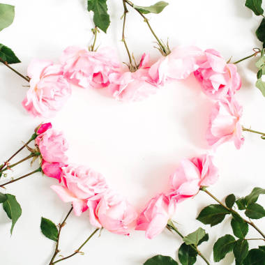 粉紅玫瑰般的心圖片