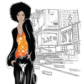 在素描风格的时尚女孩图片
