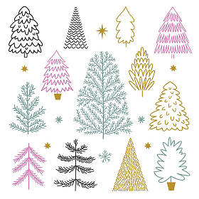 不同的冷杉树的集图片