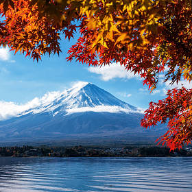 秋天的颜色，日本的富士山图片