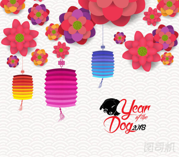 中國新年 2018年卡、 狗年