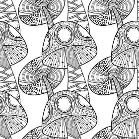 蘑菇。黑色和白色插画、 无缝模式为着色页的书