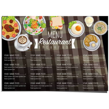 菜单早餐食品的餐厅，模板设计手绘图形