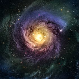 令人难以置信的美丽的螺旋星系，在宇宙深处的某个地方