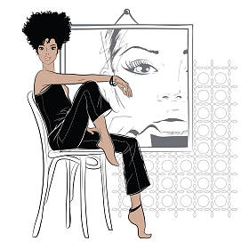 素描风格的时尚女性.图片