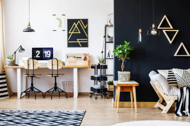 黑色和白色北歐公寓照片