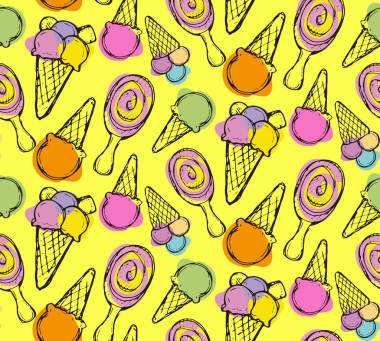 手工繪制的圖案。冰激淋模式。冰激淋矢量背景。顏色矢量模式。模式的背景。矢量圖