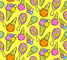 手工绘制的图案。冰激淋模式。冰激淋矢量背景。颜色矢量模式。模式的背景。矢量图