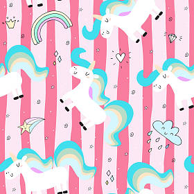 在粉红色的背景上的可爱独角兽。矢量模式