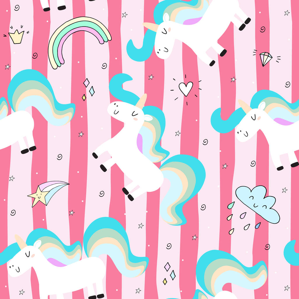在粉红色的背景上的可爱独角兽。矢量模式 在粉红色的背景上的可爱独角兽。矢量模式