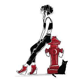 素描风格的时尚女性