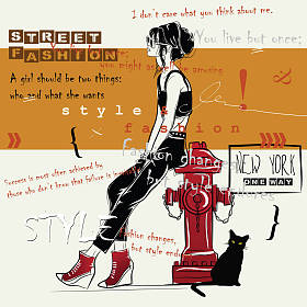 素描风格的时尚女性