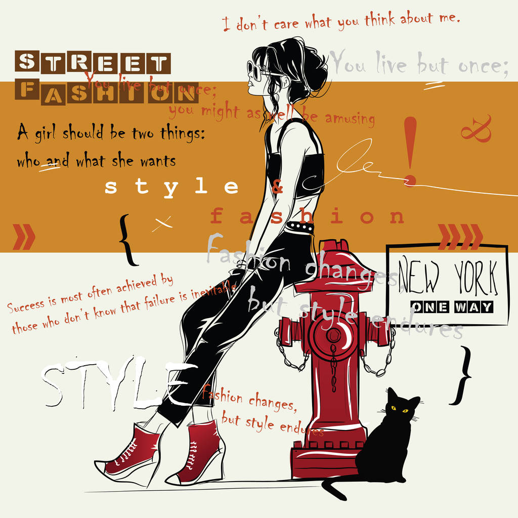 素描风格的时尚女性 素描风格的时尚女性