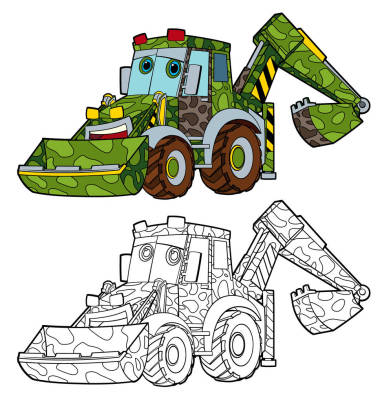 卡通搞笑軍事挖掘機(jī)照片