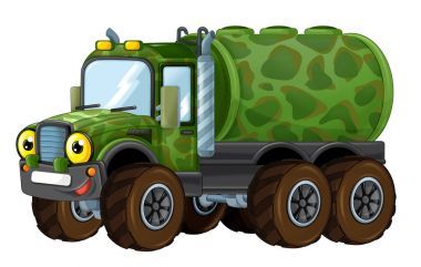 卡通快樂(lè)軍用卡車與蓄水池