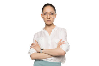 華麗的亞裔女子，在眼鏡