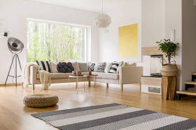 条纹的灰色地毯照片