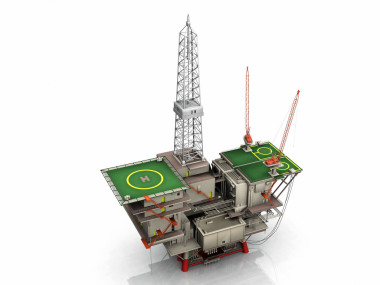 在白色背景上的石油平臺照片