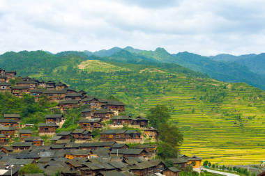 西江苗族村房屋山鳥瞰圖