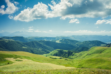 夏山綠草藍天風景圖片