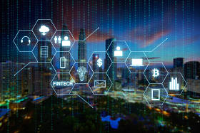 Fintech 图标和物联网 