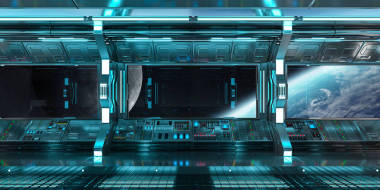 視圖在這個(gè)星球上飛船內(nèi)部地球 3d 渲染 el