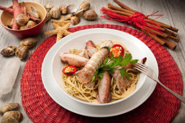 鱿鱼和螳螂虾意面