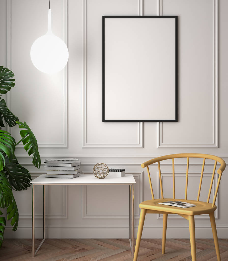 在内部,样机海报的现代设计 3d 图 在内部,样机海报的现代设计 3d 图