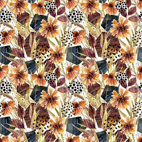 秋季水彩插花, 无缝花纹