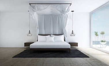 室内设计的阁楼卧室和白墙纹理