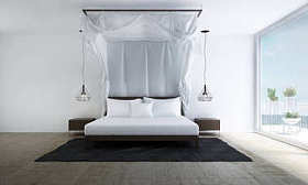 室内设计的阁楼卧室和白墙纹理