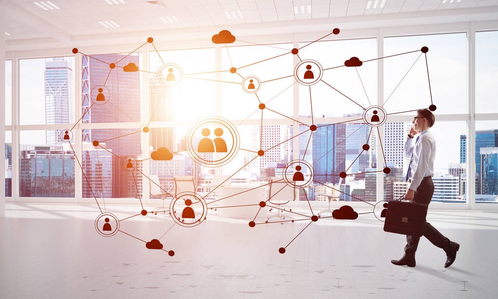 在 3d 办公室室内优雅商人  在 3d 办公室室内优雅商人