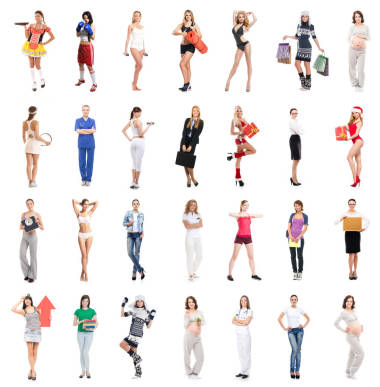 許多婦女組成的拼貼畫圖片