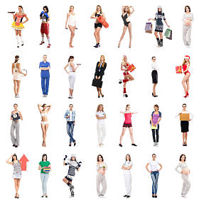 许多妇女组成的拼贴画图片