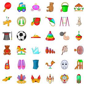 幼儿园的图标集，卡通风